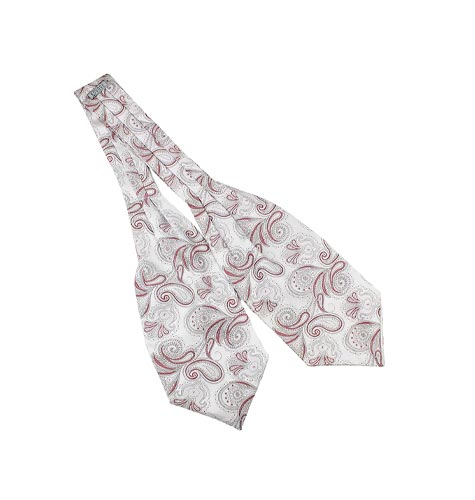 Unisex White & Red Paisley Printed Cravat